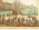 Watercolored optical view of the Port of Marseille, people, boat, Leizelt, 1778