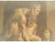 Mythological drawing after Raphael Aeneas Anchises and Ascanius signed 1820 19th century