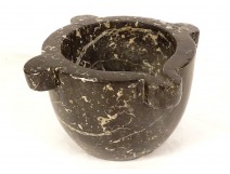 Apothecary&#39;s mortar with ears, black veined marble, 19th century