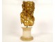 Sculpture bust young woman flowers carved wood gilded chinoiserie XVIIIth