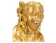 Sculpture bust young woman flowers carved wood gilded chinoiserie XVIIIth