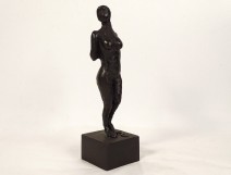 Bronze sculpture of a naked woman with a bow, Archer Paul Guiramand, Paris School, 20th century