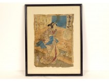 Japanese print Ukiyo-e woman Oiran Geisha Kunisada Utagawa II Edo 19th century