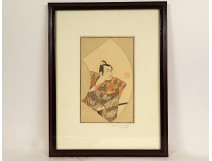 Print Japan Ukiyo-e actor Kabuki samurai Shunsho Bunsho Ehon butai ôgi