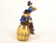 2 Breton characters bagpipes faience Quimper Henriot Sévellec barrel 20th century