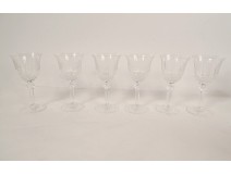 6 Saint-Louis cut crystal aperitif white wine glasses, Tommy model, 20th century