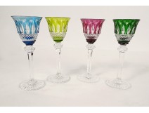 6 Saint-Louis cut crystal aperitif white wine glasses, Tommy model, 20th century