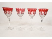 6 Saint-Louis cut crystal aperitif white wine glasses, Tommy model, 20th century