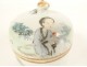 Tea box pot covered cup Chinese porcelain woman calligraphy 19th century