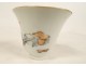 Tea box pot covered cup Chinese porcelain woman calligraphy 19th century