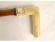 Antique cane with carved bone knob and thorny wood shaft, 19th century