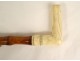 Antique cane with carved bone knob and thorny wood shaft, 19th century