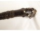 Antique cane, leather washer barrel, mother-of-pearl horn knob, 19th century