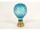 Staircase ball banister crystal blue glass platinum bronze late 19th century