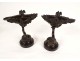 Pair of Gothic bronze dragons Viollet-le-Duc Napoleon III 19th century pocket emptiers