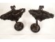 Pair of Gothic bronze dragons Viollet-le-Duc Napoleon III 19th century pocket emptiers