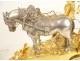 Gilded bronze clock Allegory Agriculture horses plow NapIII 19th