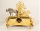 Gilded bronze clock Allegory Agriculture horses plow NapIII 19th