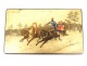 Russian lacquered tea box Lukutin riders carriage Troika landscape 19th century