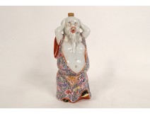 Bayeux porcelain bottle with seated Chinese mandarin character Langlois 19th century