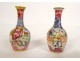 Pair of small miniature vases, Bayeux porcelain, Chinese characters, 19th century