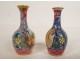 Pair of small miniature vases, Bayeux porcelain, Chinese characters, 19th century