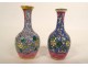 Pair of small miniature vases, Bayeux porcelain, Chinese characters, 19th century