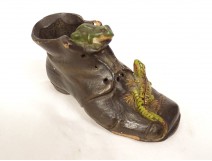 Small sculpture shoe frog lizard terracotta 19th century