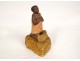 Offering box Jesus beggar black plaster character church piece 19th century