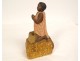 Offering box Jesus beggar black plaster character church piece 19th century