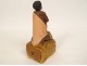 Offering box Jesus beggar black plaster character church piece 19th century