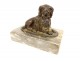 Small paperweight bronze sculpture lying dog gray marble Ste-Anne XIXth