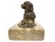 Small paperweight bronze sculpture lying dog gray marble Ste-Anne XIXth