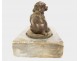 Small paperweight bronze sculpture lying dog gray marble Ste-Anne XIXth