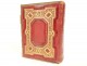 Red leather photo album embossed with gilded brass iron book late 19th century