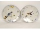 Pair of earthenware plates Large Birds Staircase Crystal Dammouse Laurin 19th