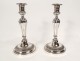 Pair of Louis XVI candlesticks, silver-plated bronze, 18th century