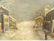 HSP naive painting Meynardie landscape snowy village street characters 20th century