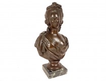 Bust of Queen Marie-Antoinette, bronze medallion Louis XVI after Lecomte, 19th century