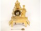 Gilded clock with Sèvres porcelain plaques, elegant woman, 19th century library