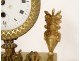 Empire portico clock gilded bronze palmettes swans fountain vases 19th century