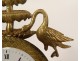 Empire portico clock gilded bronze palmettes swans fountain vases 19th century