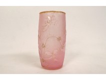 Small frosted glass vase with mistletoe decoration Daum Nancy Art Nouveau late 19th century