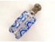 Cut crystal salt bottle Blue overlay solid silver metal 19th century