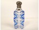 Cut crystal salt bottle Blue overlay solid silver metal 19th century