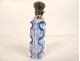 Cut crystal salt bottle Blue overlay solid silver metal 19th century