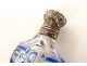 Cut crystal salt bottle Blue overlay solid silver metal 19th century