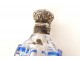 Cut crystal salt bottle Blue overlay solid silver metal 19th century