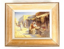 HST orientalist painting Louis Cadierra Café Moorish Maghreb village Tunisia