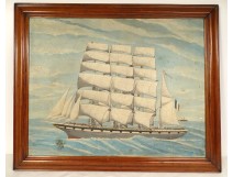 HST ex-voto painting marine boat ship four-masted Popular Art 19th century